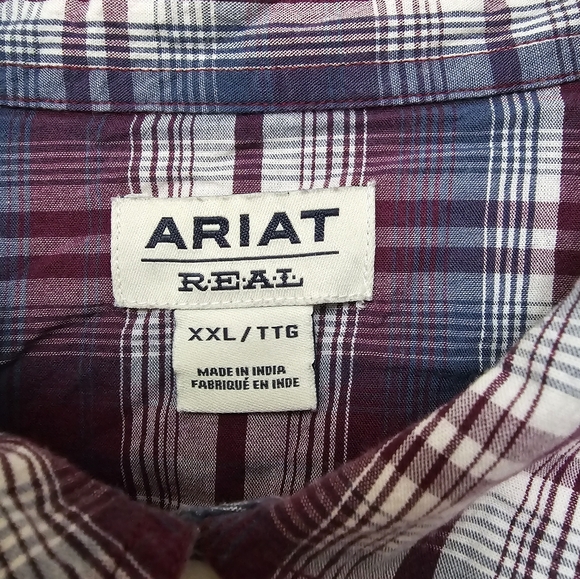 ARIAT Embroidered Lightweight Plaid Button Up Top - Picture 3 of 9